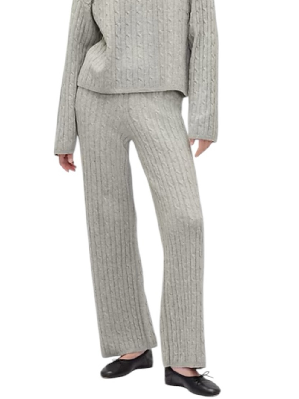 GAP NWT Cashsoft Cable Knit Pants Size Small in Light Heather Gray